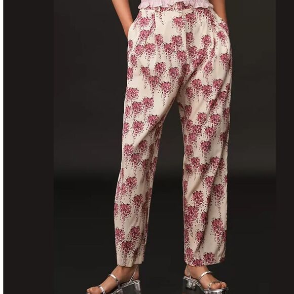 Stella Nova Sookie Silk Spandex Pleated Pants Lightweight Size 2 Pink Cream - Picture 2 of 13